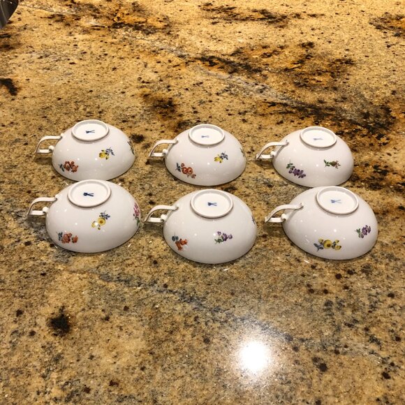 Set Of 6 Meissen Porcelain Hand Painted Cups - Picture 3 of 7